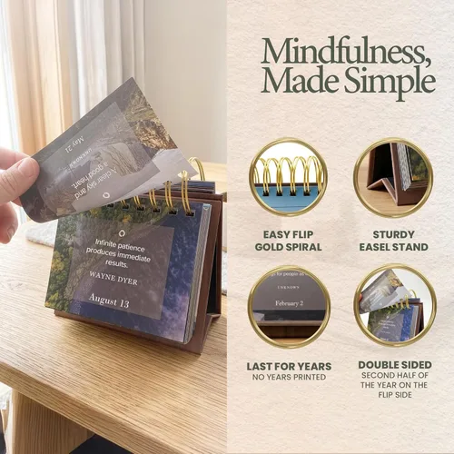 Miniatura 3 de MESMOS Calendario diario 366 Mindfulness, calendario perpetuo sin fecha, decoración de escritorio para hombres y mujeres, regalos inspiradores