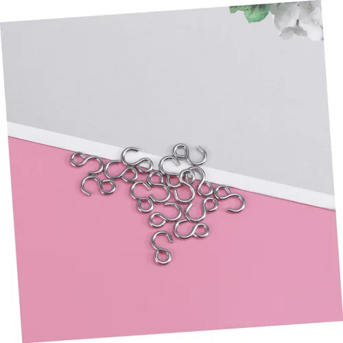 Miniatura 2 de 100 ganchos de acero inoxidable en forma de S, conectores de metal versátiles para manualidades, joyería colgante, llaveros y organización del hogar