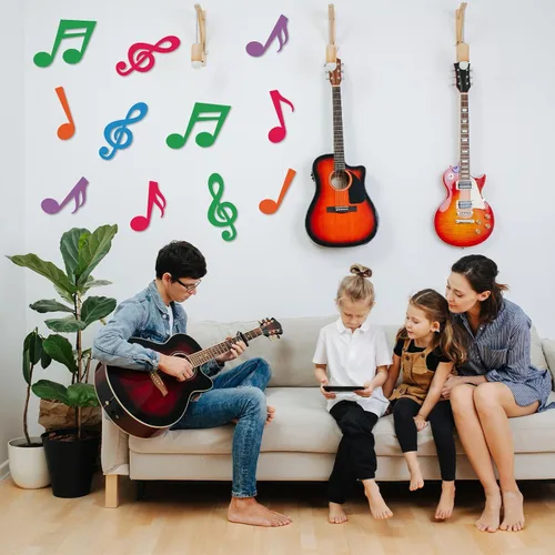 Miniatura 5 de Boao 40 piezas de recortes de notas musicales para decoraciones de fiesta, siluetas de notas musicales para concierto de música, tema de los años