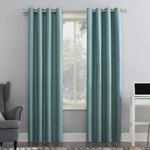 Sun Zero Columbia - Cortina térmica aislante con ojales 100% opaca, panel individual, 50 x 95 pulgadas, color mineral Azul mineral