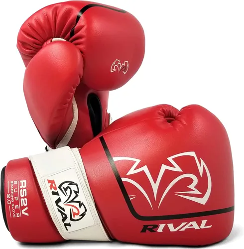 RIVAL Guantes de boxeo RS2V 2.0 Super Sparring - Utiliza una sola correa, sistema de gancho y bucle en lugar de cordones, forro interior suave