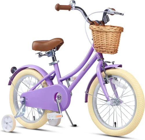 Miniatura 26 de Glerc Little Molly - Bicicleta de crucero retro para niños de 2 a 13 años de edad con cesta de mimbre y ruedas de entrenamiento/soporte, varios
