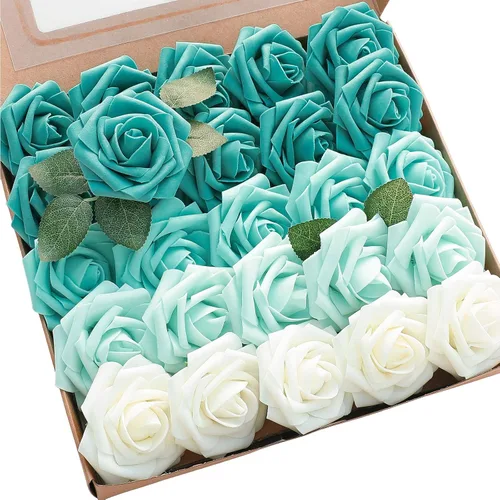 Miniatura 8 de Floroom Flores artificiales de espuma, aspecto real, con tallos, para manualidades, ramos de boda, centros de mesa, despedida de soltera, fiesta, 25