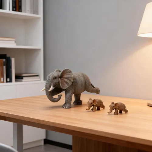 Miniatura 4 de Estatua familiar de elefante de yoga, juego de 3 piezas de figuras para madre y bebés, decoración de buena suerte para el hogar y la oficina