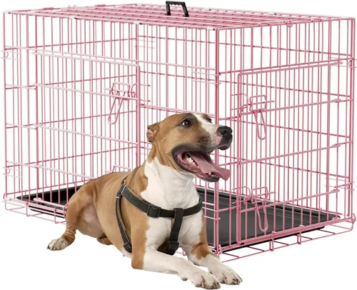 Miniatura 17 de FDW Jaula para perros con doble puerta, jaula plegable de alambre de metal de 36 pulgadas con bandeja extraíble y panel divisor, jaula para mascotas