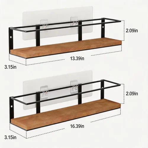 Miniatura 2 de Estante para especias autoadhesivo o con perforación, estante para especias colgante de estilo rústico, organización de especias para puerta