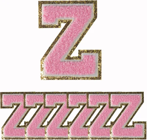 Miniatura 23 de 4 PCS Parches de Letras de Felpilla Negra, Letras Bordadas por Transferencia de Calor, Parches con Purpurina, Parches de Letras Universitarias