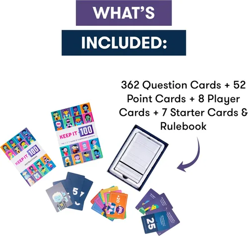 Miniatura 3 de Keep It 100: The Card Game by Cut Encuestas sorprendentes y adivinanzas intuitivas Juego de cartas para familiares, amigos, fiestas y noche