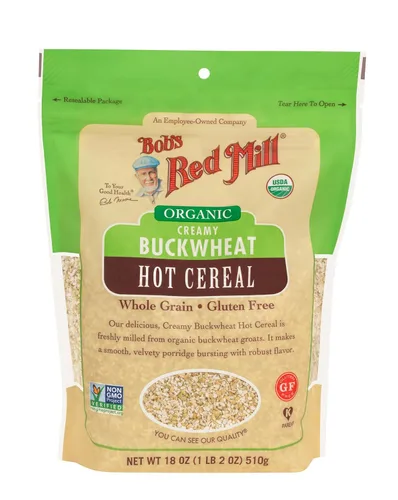 Bob's Red Mill Cereal Caliente de Trigo Sarraceno Cremoso Orgánico Sin Gluten, 18 oz (Paquete de 1) - Sin OGM, Grano Entero, Vegano, Kosher