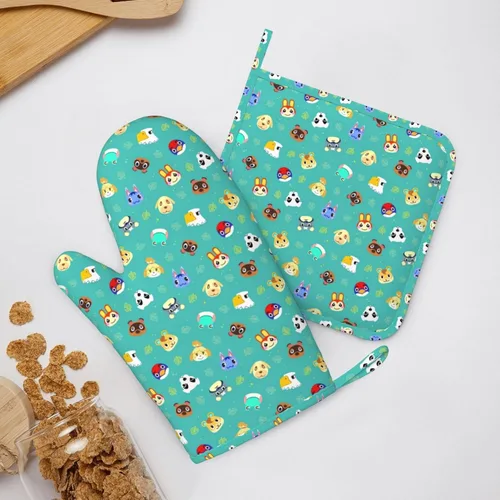 Miniatura 14 de Ohio State - Juego de manoplas de horno y soportes para ollas, resistentes al calor, antideslizantes, de silicona, con guantes de horno y Gris