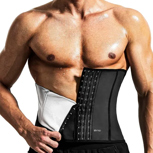 BVVU Entrenador de cintura para hombre, reductor de cintura, control de abdomen, sauna, cinturón de sudor, envoltura para el estómago, soporte para