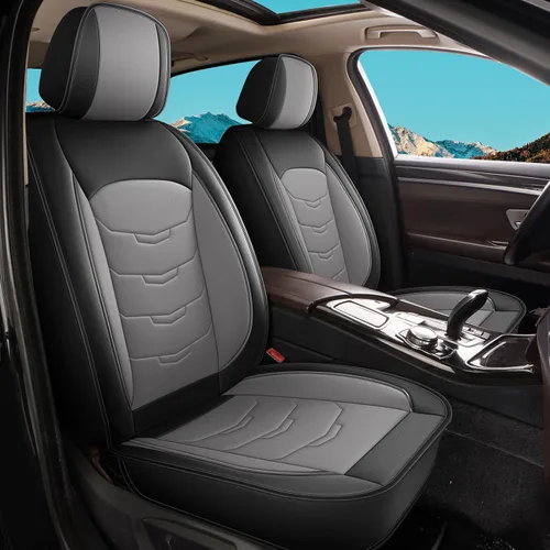 Miniatura 21 de Juego de fundas de asiento de automóvil para GMC Canyon 2015-2025, juego de fundas de asiento delantero de cuero con soporte lumbar, protector