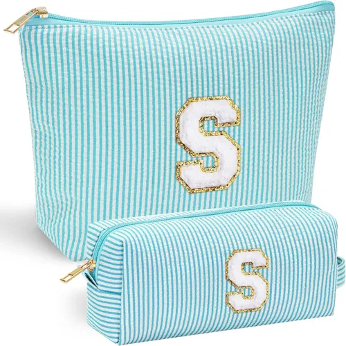 Miniatura 105 de YOOLIFE Regalos del Día de la Madre para mujeres, bolsa de maquillaje con inicial, bolsa de cosméticos, bolsa de maquillaje de viaje, regalos Rosado