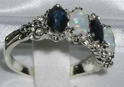 Miniatura 3 de Anillo de eternidad para mujer de plata de ley 925, auténtico zafiro y ópalo