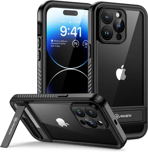 Miniatura 9 de Lanhiem Funda para iPhone 14 con soporte, IP68 impermeable a prueba de polvo con protector de pantalla integrado, cuerpo completo, a prueba