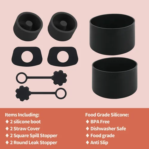 Miniatura 2 de Accesorios para taza Stanley - Juego de 8 piezas, incluye tapa con pajita, tapones redondos y cuadrados a prueba de fugas, botas de silicona