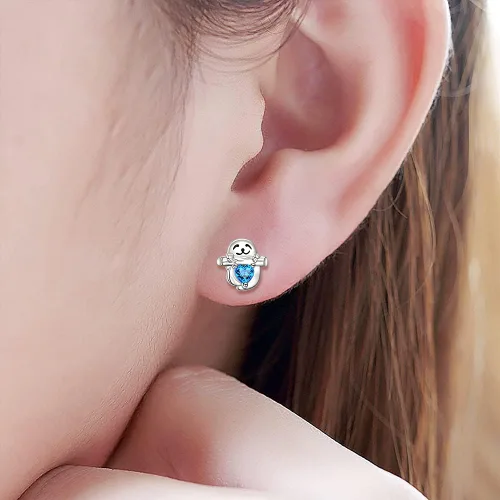 Miniatura 3 de YinShan Juego de joyas de plata de ley 925, collar de perezoso, aretes de perezoso para mujeres y niñas, regalos de animales perezosos felices