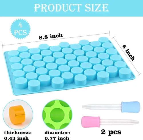 Miniatura 3 de Sakolla - Moldes de silicona redondos para caramelos, 220 cavidades, moldes cilíndricos mini para chocolate, caramelos duros, gomitas, ganache, Mini