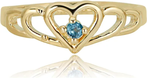 Miniatura 2 de AVORA Anillo de piedra natal de oro amarillo de 10 quilates de 0.079in, todos los 12 meses