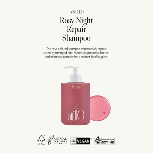 Miniatura 2 de ANILLO Rosy Night Repair Shampoo – Anti-caspa y reparación de daños con agua de rosa de damasco y ceramida – Color seguro, sin silicona ni sulfato