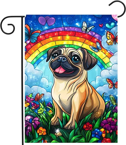 Miniatura 18 de Bandera floral de jardín Golden Retriever para jardín, banderas de bienvenida para exteriores de 12 x 18 pulgadas, bandera de perro de flores