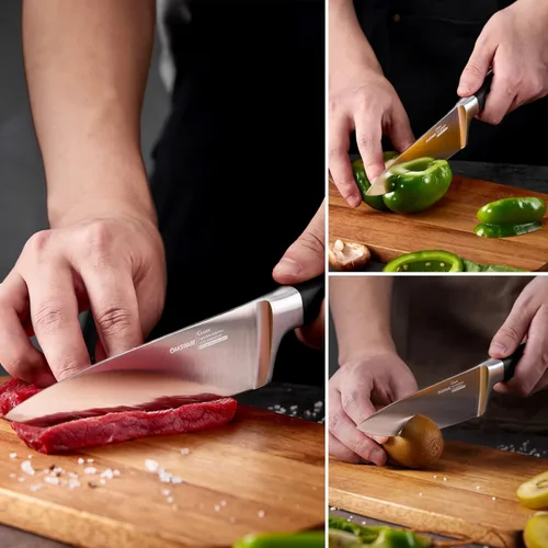 Miniatura 5 de OAKSWARE Cuchillo de chef, cuchillo de cocina de corte y cocción de 6 pulgadas, cuchillo afilado de acero alemán de alto carbono, cuchillo