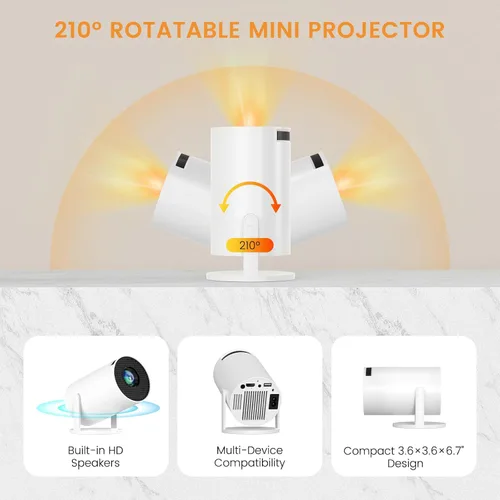 Miniatura 4 de Mini proyector, proyector portátil HY300 PRO, proyector inteligente, compatible con 4K 1080P con doble banda WIFI6 5G inalámbrico 5.4 Bluetooth, 160