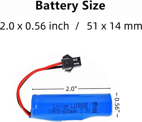 Miniatura 2 de Paquete de 2 baterías recargables de iones de litio de 3.7 V 600 mAh con cable de carga USB para doble cara giratoria volteando monstruo anfibio E35