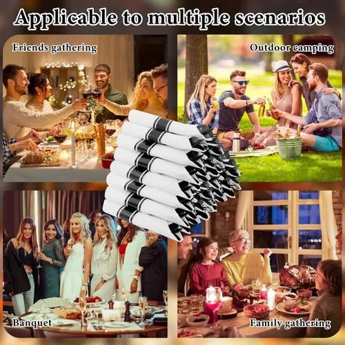 Miniatura 5 de Supernal Paquete de 120 cubiertos de plástico negro, cubiertos enrollados desechables, juego de cubiertos preenvueltos con servilleta, utensilios