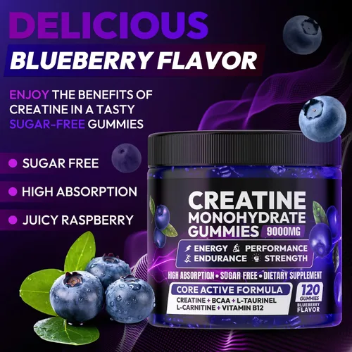 Miniatura 2 de AEQNJV Gomitas de Creatina Monohidrato Complejo para Hombres y Mujeres, 9000MG Suplemento de Creatina Pre-Entrenamiento Mejora la Fuerza Muscular
