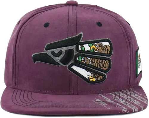 Miniatura 2 de Gorra mexicana hecha en México Eagle Aguila Poly Suede Snapback Flat Bill Gorra de béisbol