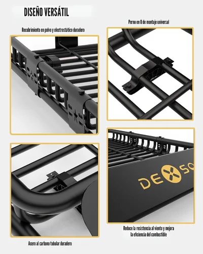 Miniatura 2 de DEXSO Cesta universal para portaequipajes de techo de 46 x 36 pulgadas, capacidad de 200 libras, soporte de equipaje resistente para SUV, camiones