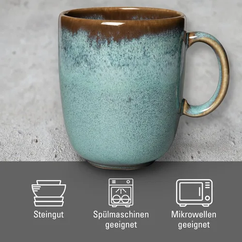 Miniatura 3 de Villeroy & Boch Lave Glace - Taza con asa, elegante taza de loza para todo el día, turquesa, 13.5 onzas, apta para lavavajillas