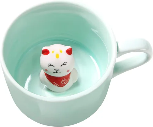 Miniatura 14 de Taza de café sorpresa 3D con diseño de animales en el interior, de 12 onzas con vaca bebé, bonita taza de cerámica hecha a mano de dibujos animados