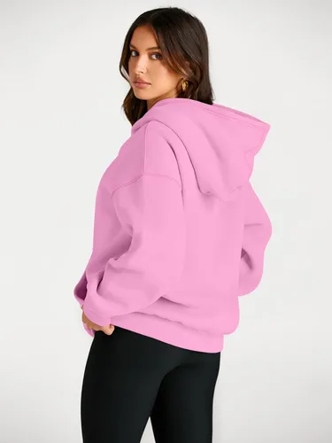 Miniatura 4 de Trendy Queen - Sudaderas extragrandes con capucha para mujer, suéteres de manga larga, sin botones, de vellón, de otoño, ropa de invierno