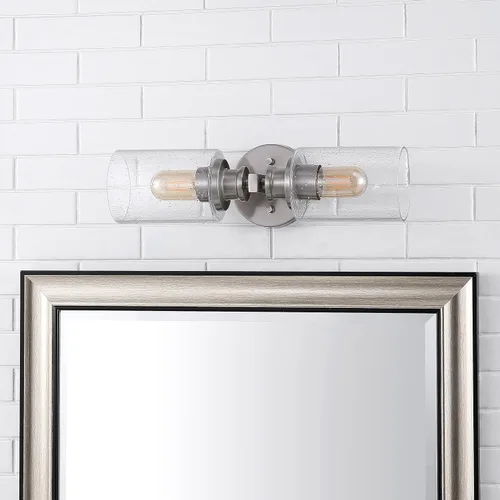 Miniatura 13 de JONATHAN Y Aplique de pared LED de níquel de 16.5 pulgadas, lámpara de tocador moderna de granja con pantalla de vidrio sembrado, accesorio