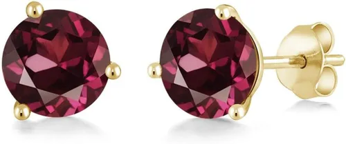 Miniatura 118 de Gem Stone King Aretes de oro de 14 quilates, 0.236 in, piedra natal redonda, Martini, 3 puntas, aretes de oro para mujer