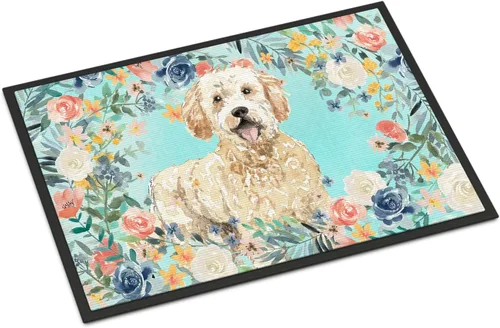 Caroline's Treasures CK3426JMAT Goldendoodle - Tapete para puerta delantera, 24 x 36 pulgadas, para interiores y exteriores, para entrada,