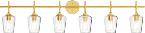Miniatura 21 de Ralbay Lámparas de baño doradas 2 luces con vidrio transparente, iluminación moderna de montaje en pared, iluminación industrial de granja, luces