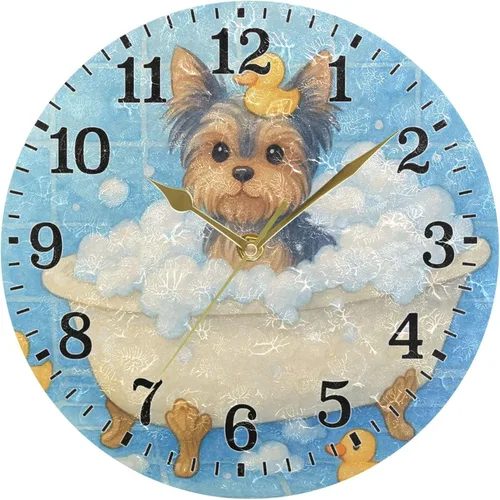 Miniatura 44 de JUNZAN Reloj de bañera con vino romántico espumoso y velas, reloj de pared silencioso de 10 pulgadas, pequeño reloj redondo, decoración de cocina