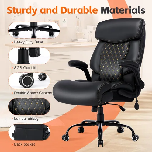 Miniatura 5 de BOSMILLER Big and Tall Office Chair, Heavy Duty Executive Chairs with Adjustable Lumbar Support for Back Pain, Ergonomic Comfortable Computer Chair