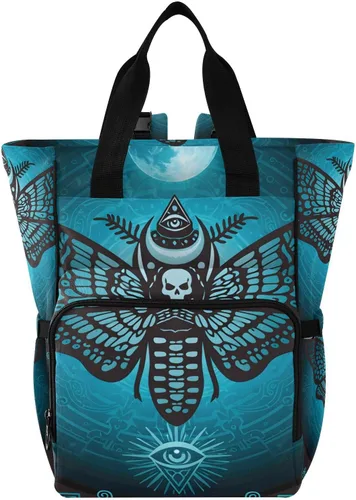 Miniatura 10 de MNSRUU Bolsa de pañales de calavera gris, mochila multifunción para pañales de viaje, bolsa de pañales de gran capacidad, mochilas para cambiar