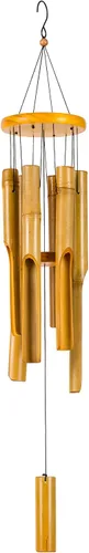 Miniatura 8 de Campanillas de viento de cáscara de coco para exteriores, campanillas de viento de madera hechas a mano de bambú para exteriores, mitad superior
