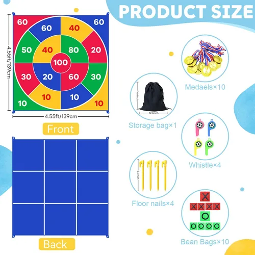 Miniatura 4 de Giant Tic Tac Toe Bean Bag Toss Outdoor Games Double-Sided Large Tic Tac Toe Game Outside Game Lawn Yard Backyard Field Day Carnival