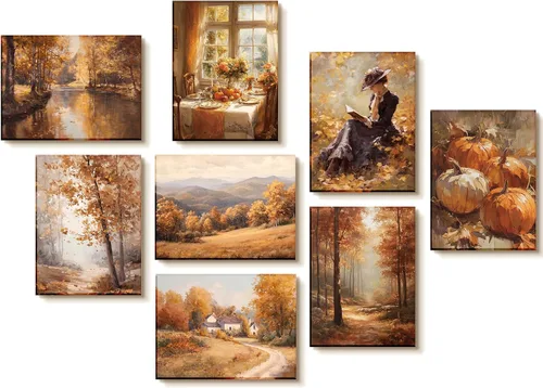 ARPEOTCY Paneles de pared de arte acústico para dormitorio, oficina de grabación, sala de estar, 48 x 32 pulgadas, pintura al óleo de otoño vintage,