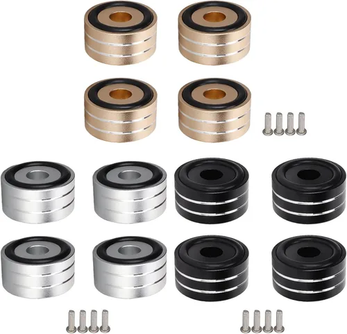 Miniatura 8 de Yunseity 4 piezas de altavoces de 1.575 x 0.787 in, soportes de aislamiento de pies con anillos de goma antideslizantes, soportes de picos