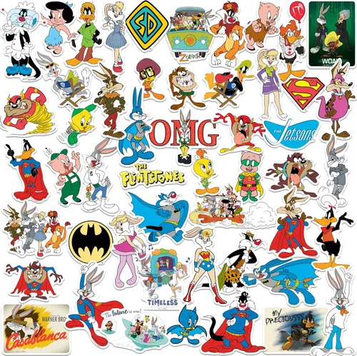 Miniatura 7 de WB 100 Looney Tunes Mashup 100 calcomanías de vinilo troqueladas paquete variado – Calcomanías de personajes de dibujos animados para laptop