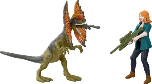 Mattel Mundo Jurásico Dominion Pack Humano y Dino, Figuras de Acción de Claire y Dilophosaurus y Juguetes y Accesorios