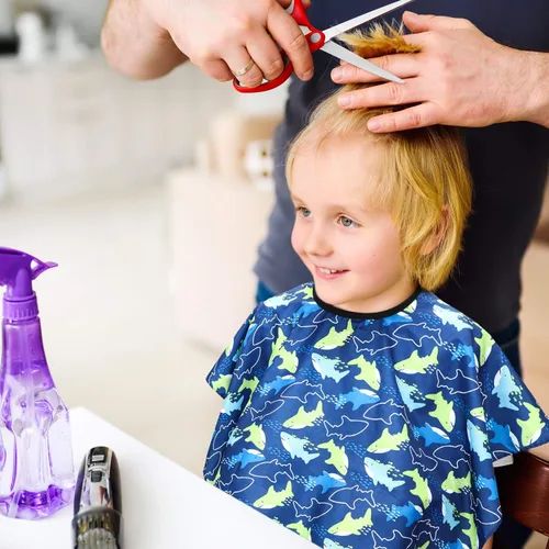 Miniatura 6 de Syhood - 2 unidades de capa de corte de pelo para niños, capa de peluquería de dibujos animados, delantal para peluquería para niños, peluquería