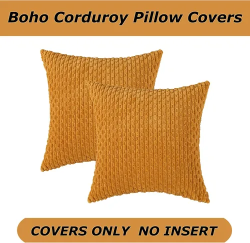 Miniatura 433 de K Kevin Textile - Juego de 2 fundas de almohada decorativas de corduroy suave azul con rayas estilo bohemio, fundas de almohada para sofá, cama